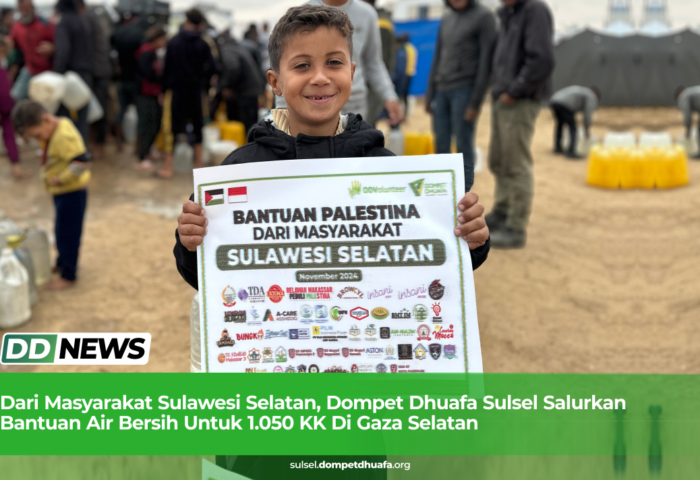 Dari Masyarakat Sulawesi Selatan, Dompet Dhuafa Sulsel Salurkan Bantuan Air Bersih Untuk 1.050 KK Di Gaza Selatan