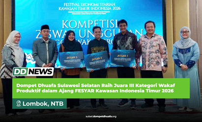 Dompet Dhuafa Sulawesi Selatan Raih Juara III Kategori Wakaf Produktif dalam Ajang FESYAR Kawasan Indonesia Timur 2026